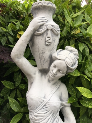 Statue Frau mit Wasserkrügen und Wasserspeier - 135 cm - Stein